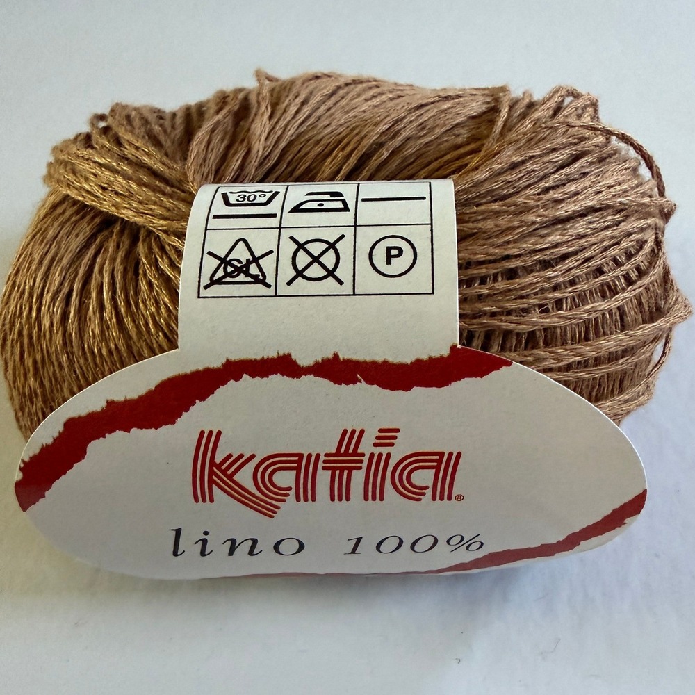 New Katia Lino 100% Linen Yarn 50g Brown Knitting Crochet Natural Fiber